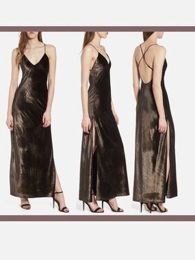 NBD In the Deep Velvet Maxi Dress in Black/Bronze